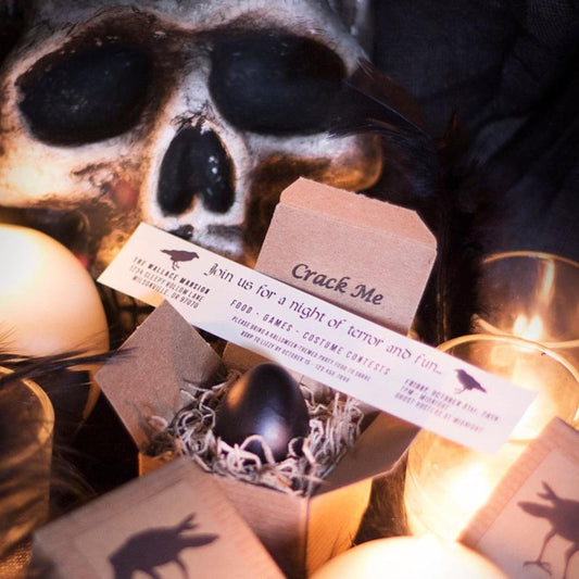 Halloween Greeting Card - Raven Egg Gothic Invitations - Favors - Creepy Custom Black "Crow" Egg Unique Spooky Interactive Haunted Card Gift