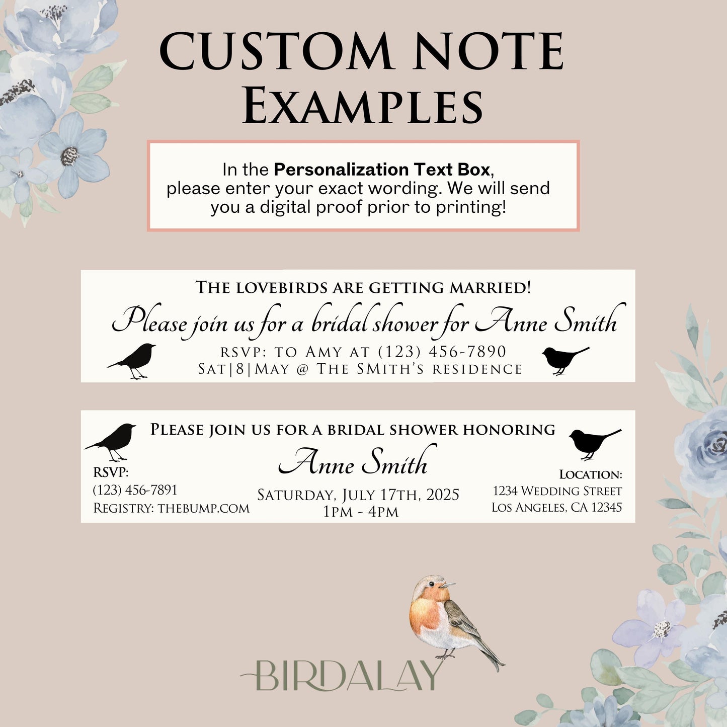Bridal Shower Invitations, Bridal shower Favors, Custom Printed woodland party invite, shipped invitations, unique rustic bridal party