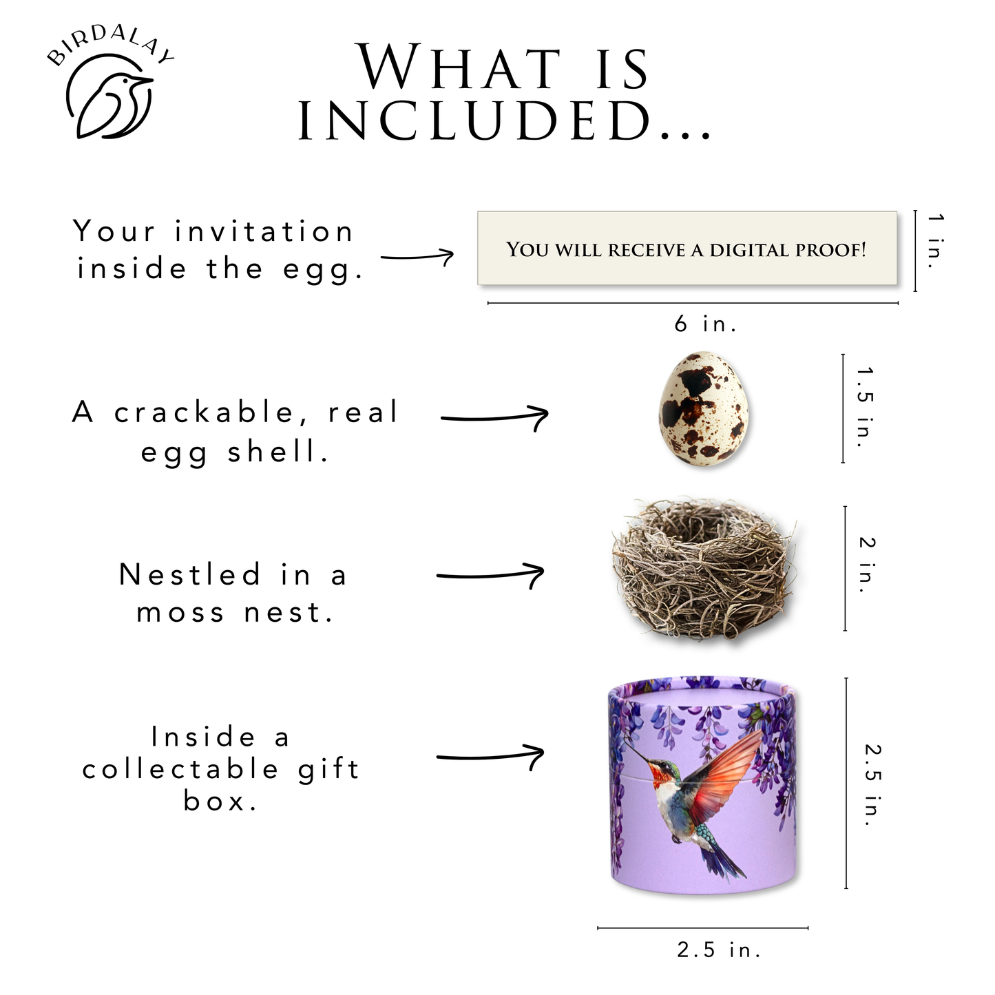 Hummingbird Wedding Invitation Crack-to-Reveal Eggs