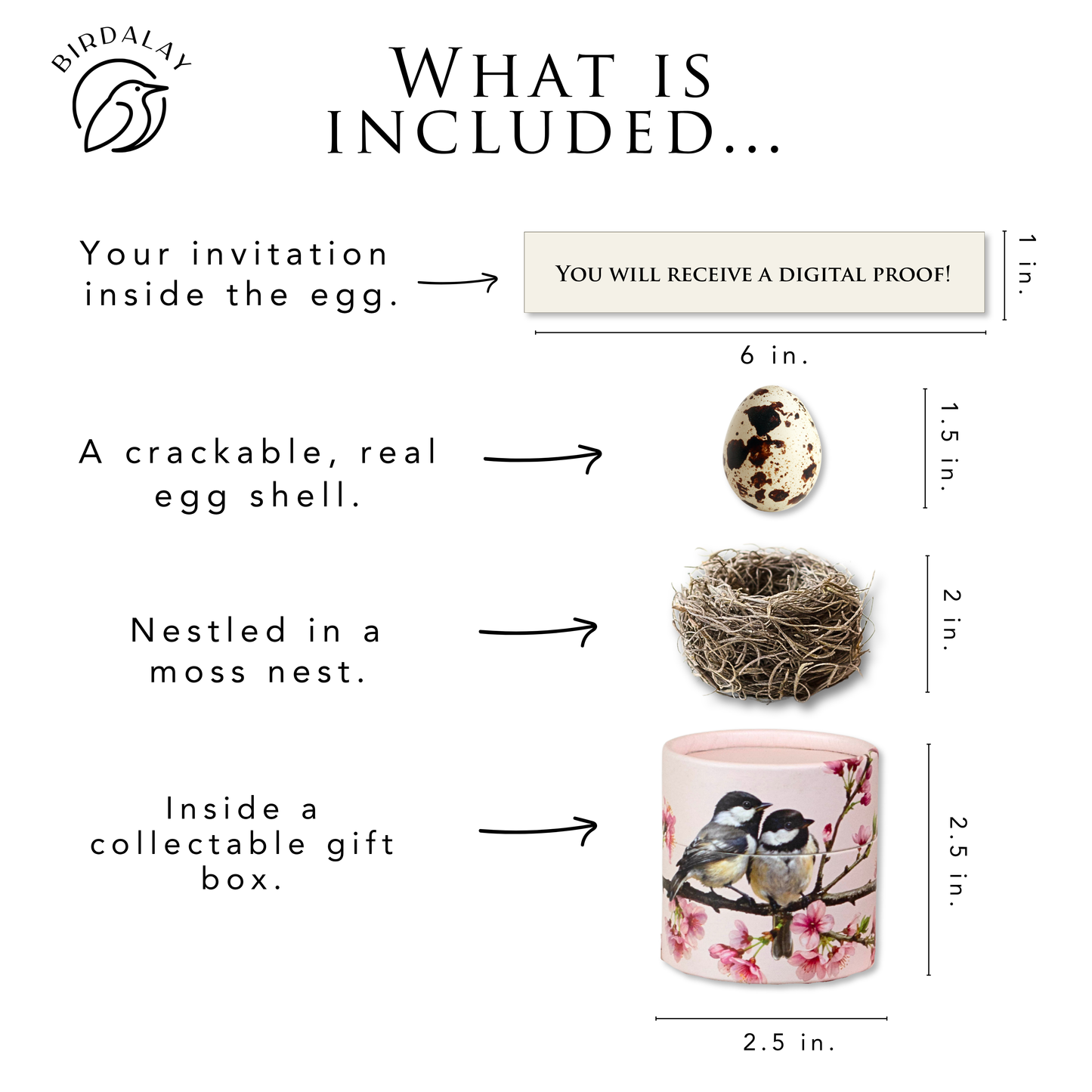 Chickadee Wedding Invitation Crack-to-Reveal Egg