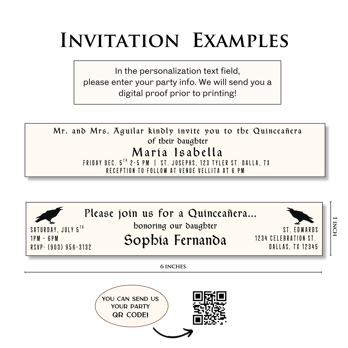 Black Quinceañera Invitations