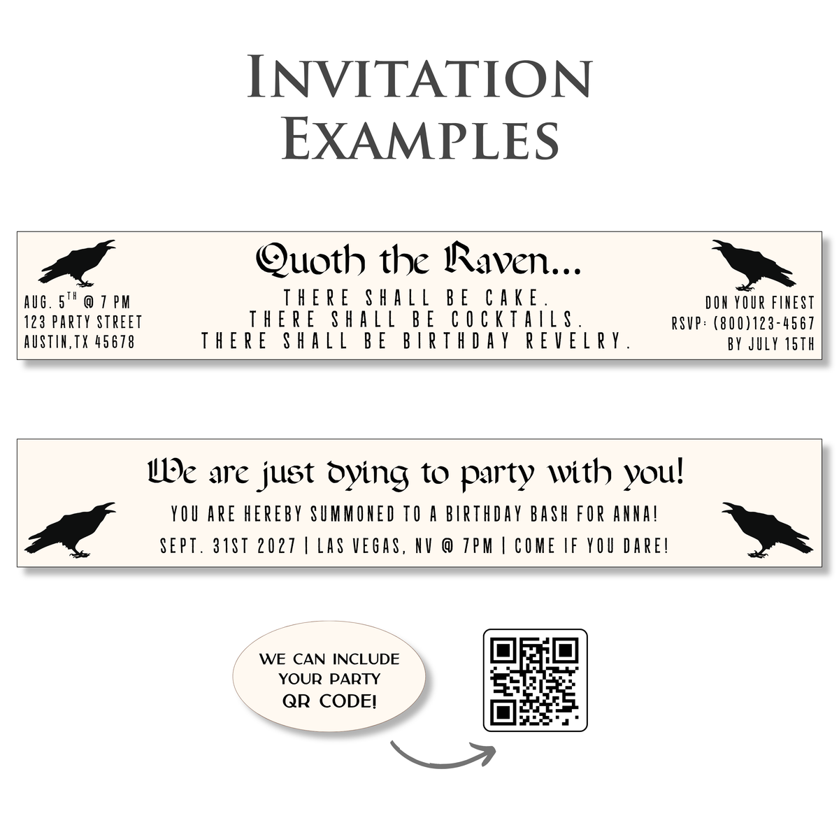 Gothic Black Birthday Invitations
