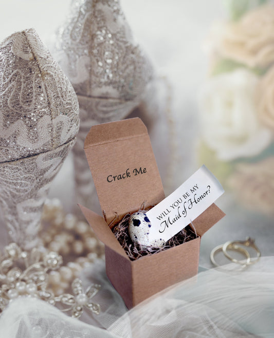 Bridesmaid Invitations - Quail Eggs - Maid of Honor Proposal - Unique Bridesmaid Proposal - Flower girl gift- Fall Woodland Wedding - Gift