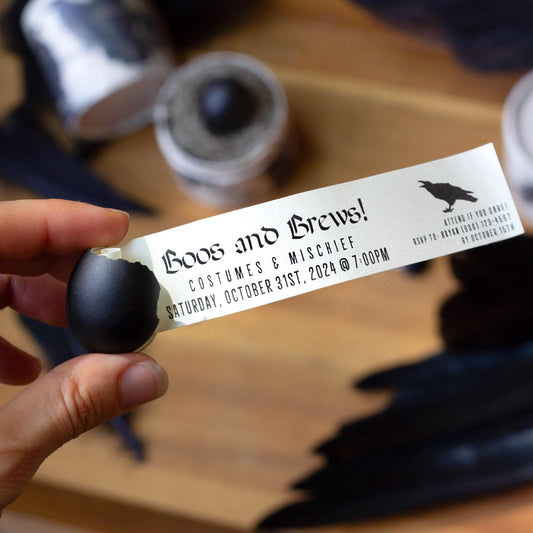 Halloween Party Invitation, Custom Raven Egg party invites, Goth Black Crow invitations, vintage halloween, shipped invitations