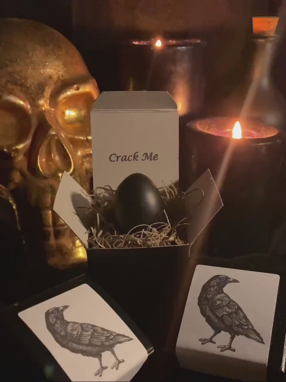 Halloween Party Invitation - 3D Raven Egg favors - Creepy Goth Custom Black "Crow" Egg Invites for Your Unique Event, wedding invitation,